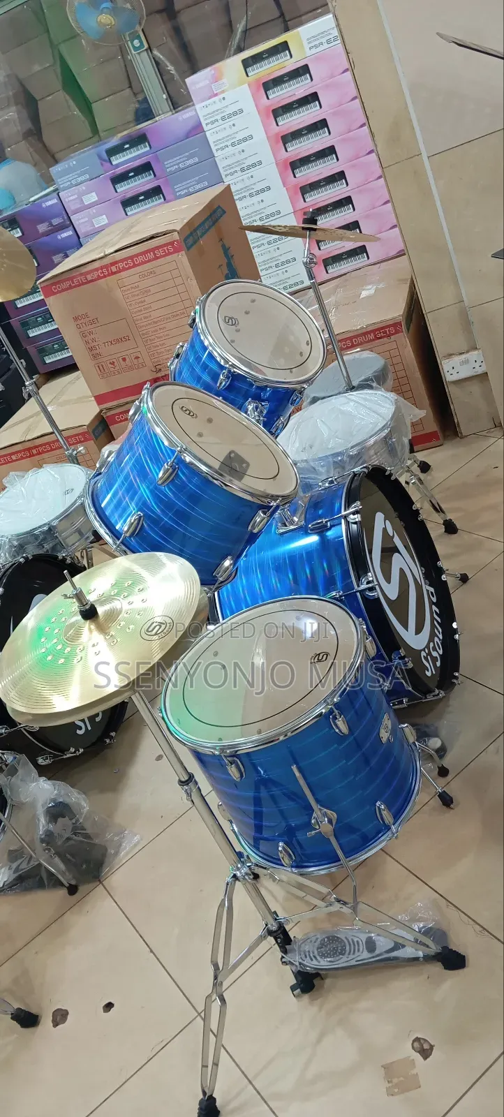 Si-Sound Drum Set - Metallic Blue 5-Piece Junior Drum Kit