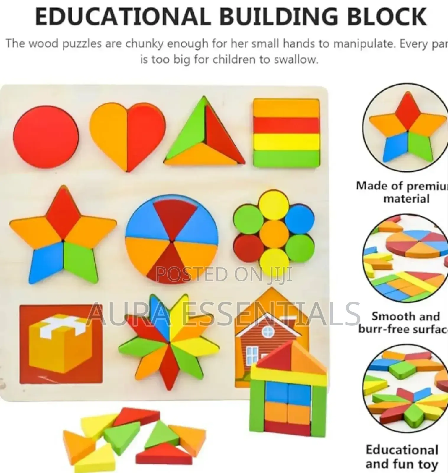 10in1 Wooden Kids Educational Colourful Square Tangram Game
