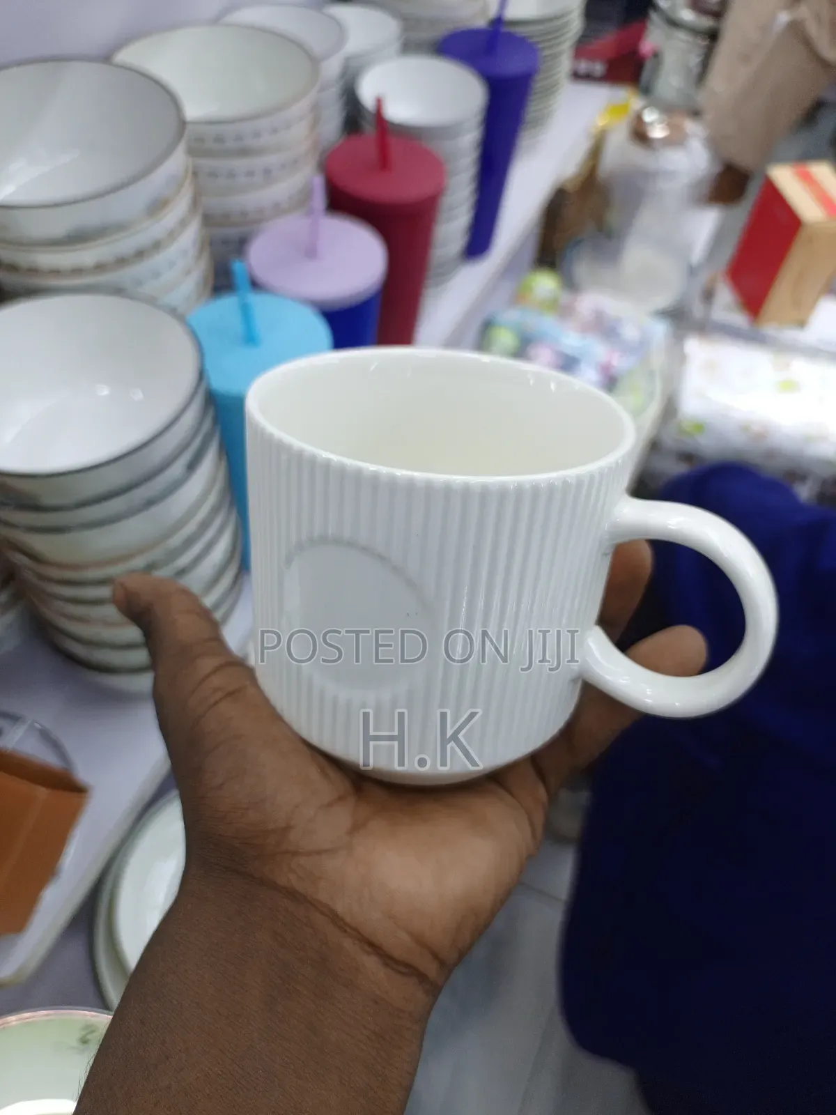 Ribbed Ceramic Mug. 12pcs
