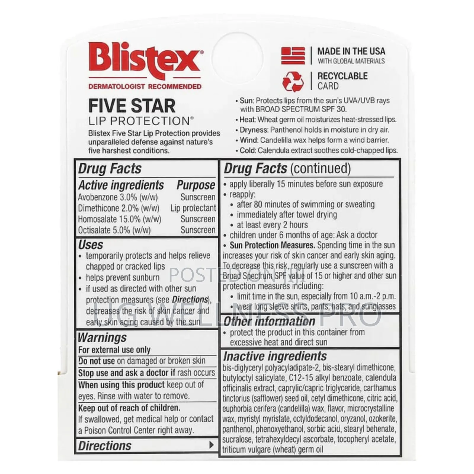 Five Star Lip Protection, Lip Protectant Sunscreen, SPF 30,