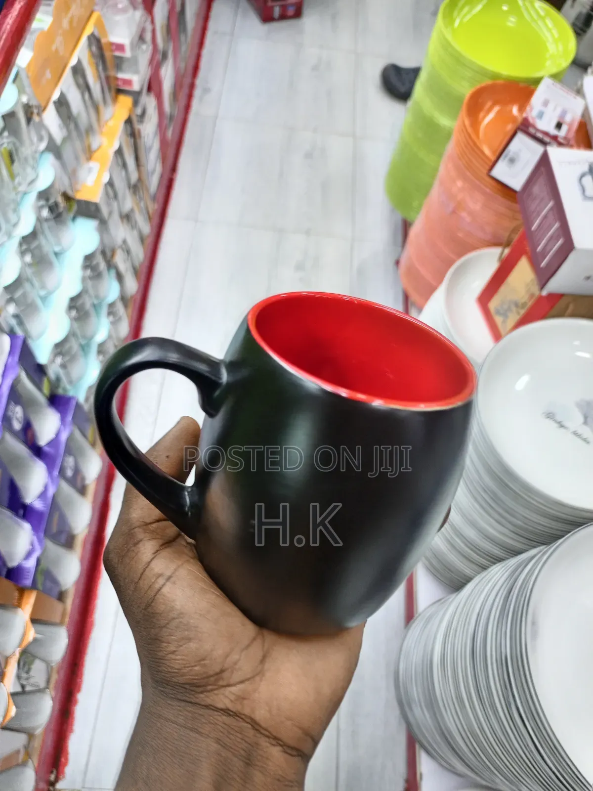 Black Mug With a Red Interior 12pcs