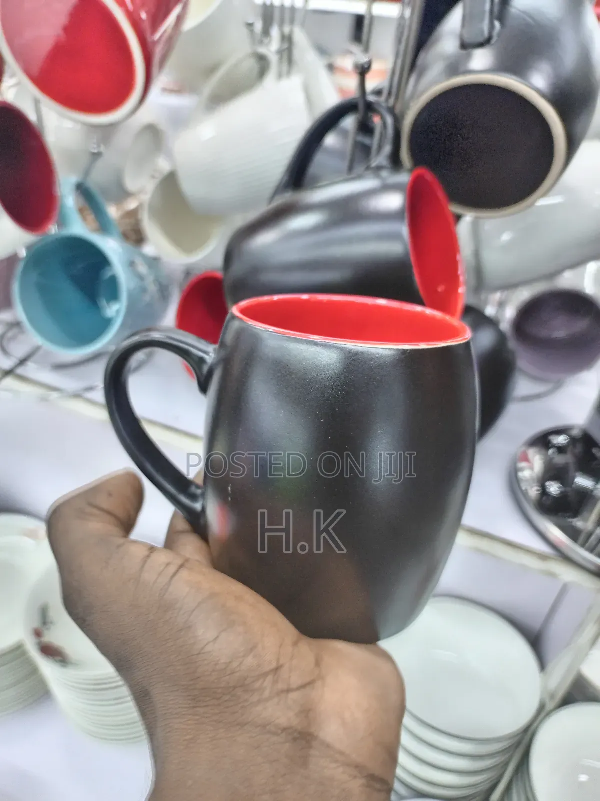 Black Mug With a Red Interior 12pcs