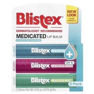 Medicated Lip Balm, SPF 15, Mint, Berry, Classic , 3 Pack,