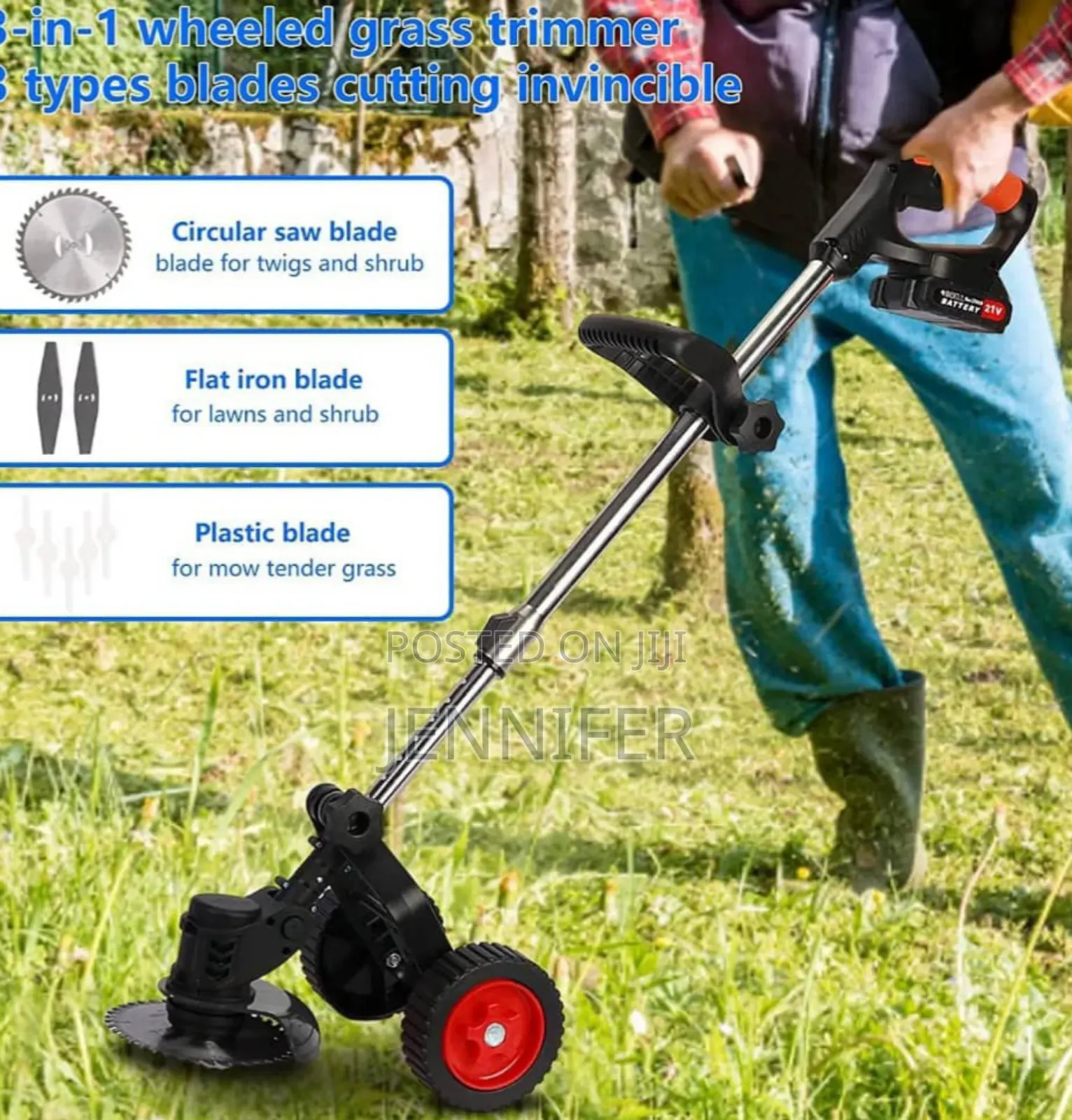 Rechargeable Electric Grass Cutter Lawnmower With Wheels