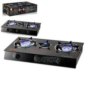 Triple Burner Cooking Gas Stove Glass Top