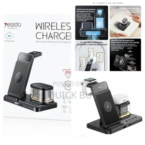 Yesido Ds22 5-in-1 Wireless Charger With Clock
