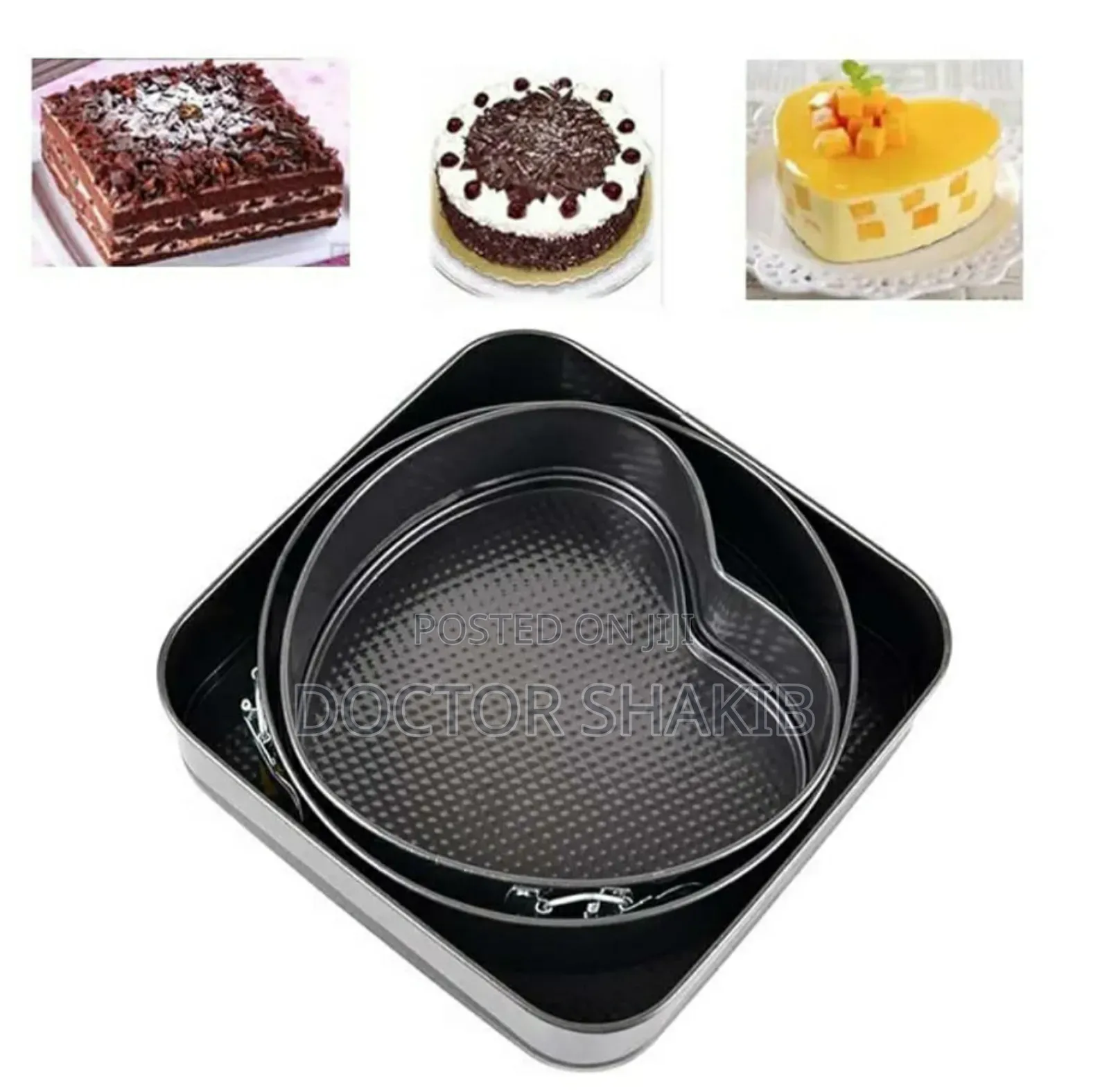 3pcs Multipurpose Round,Square,Heart Cake Pan