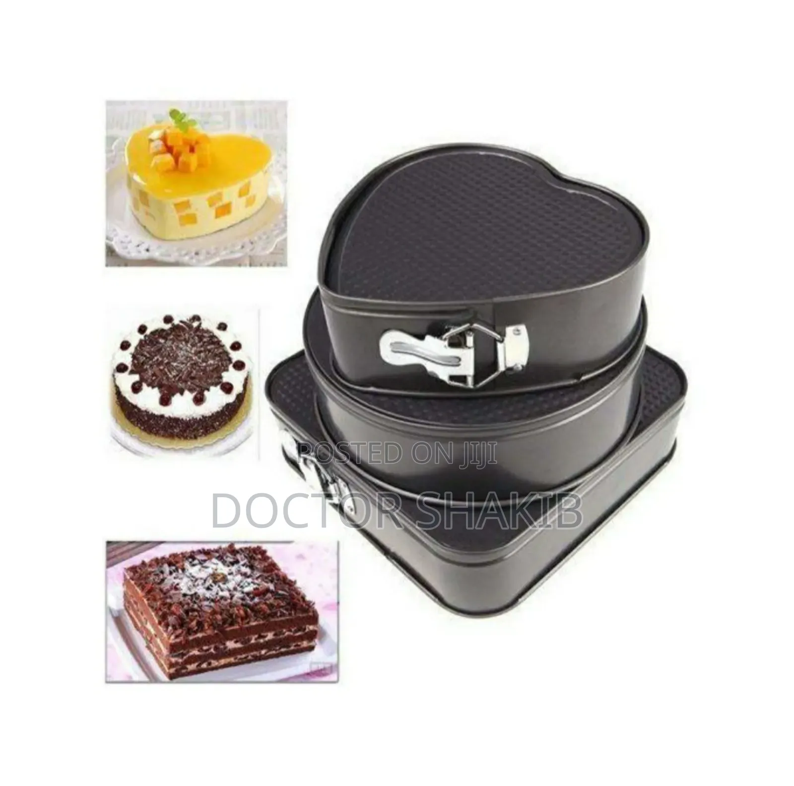 3pcs Multipurpose Round,Square,Heart Cake Pan