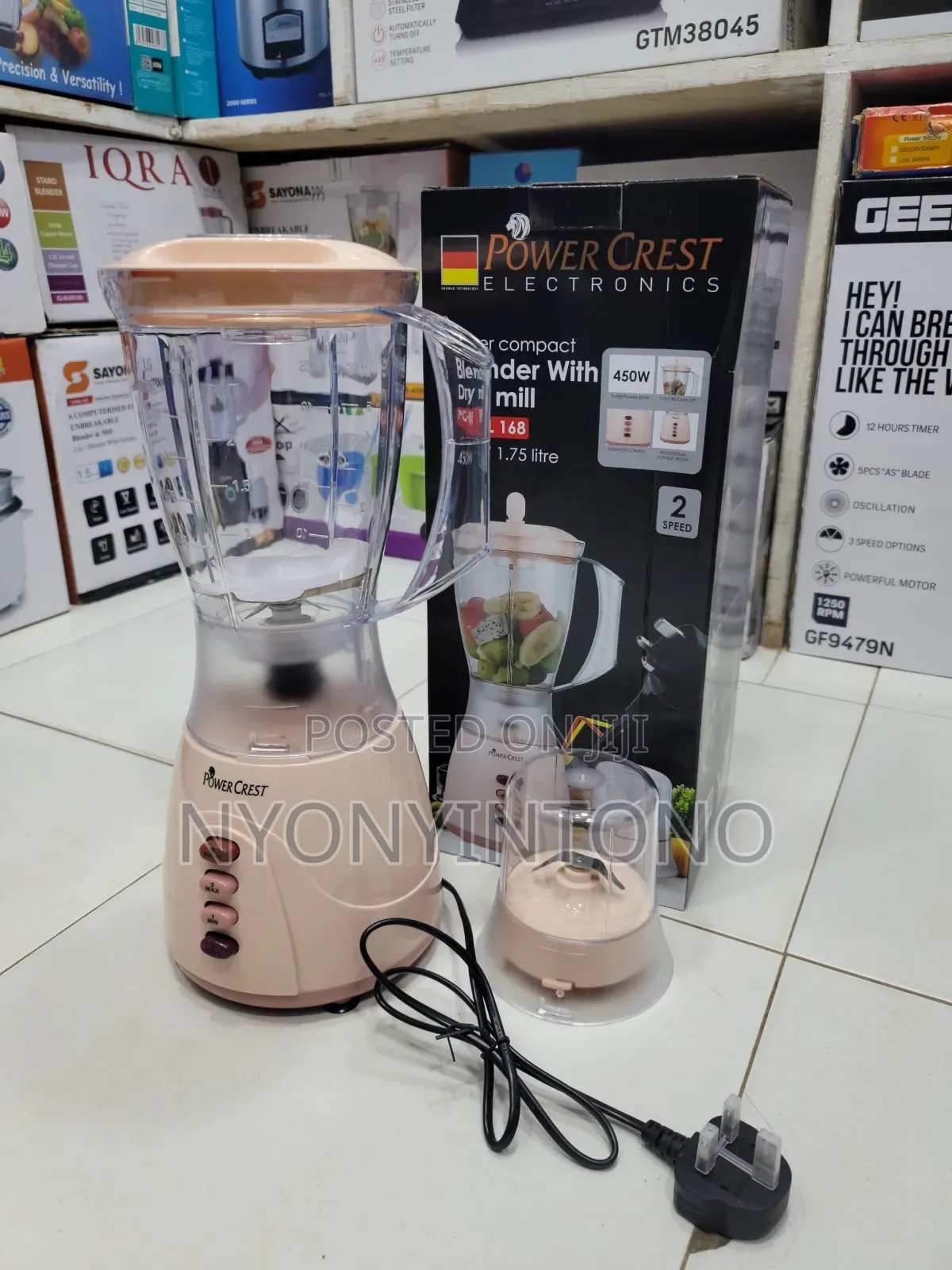 2 In1 Power Crest Juice Blender With Grinder
