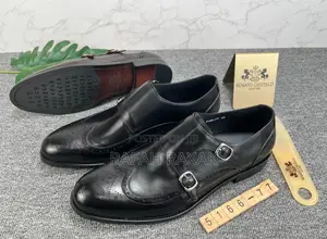 Original Men’S Black Renato Castello Double Buckle Oxfords