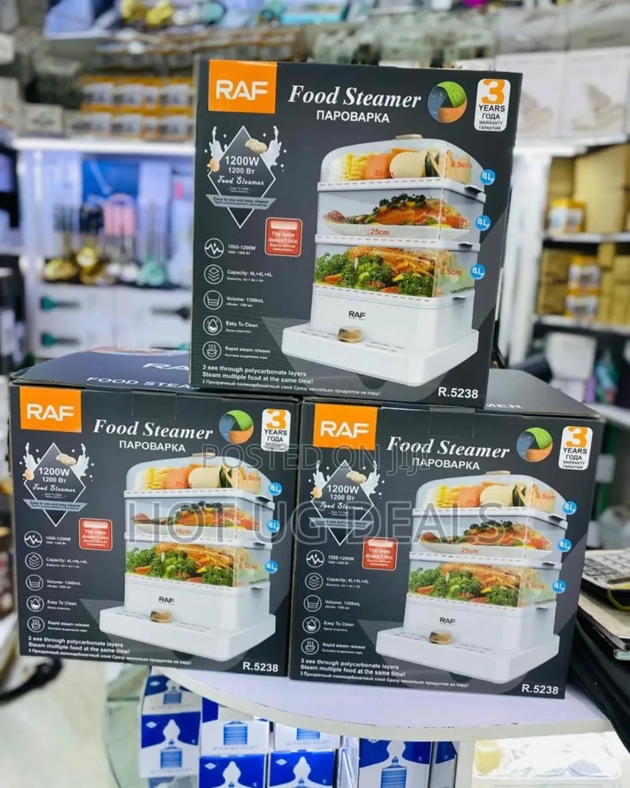 Raf 3 Tier 12l Electric Food Steamer Pot With Timer Function