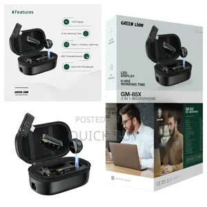 Green Lion Gm-85x 3 in 1 Wireless Microphone - Black