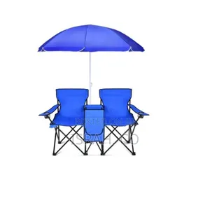 Double Folding Camping Chair With Umbrella.