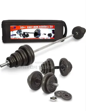 50 Kg Dumbbells Set Black Adjustable.