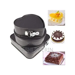 3pcs Multipurpose Round,Square,Heart Cake Pan