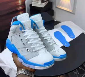 Original Grey/White/Blue Air Jordan 6 Retro Sneakers