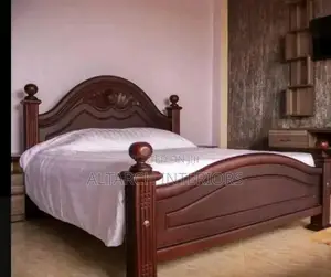 5by 6 Wooden Bed Well Finished in Dark Mahogany Color