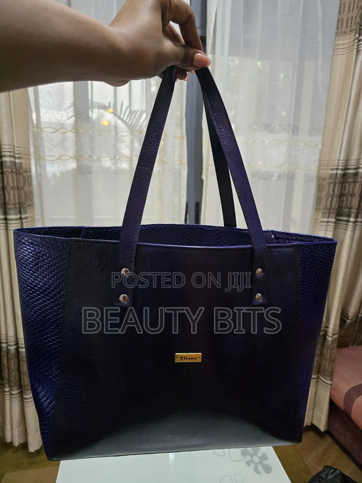 Tote Bag Leather Deep Blue