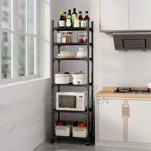6-Tier Movable Rolling Metal Shelves Standing Storage