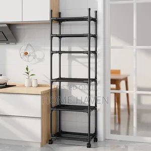6-Tier Movable Rolling Metal Shelves Standing Storage