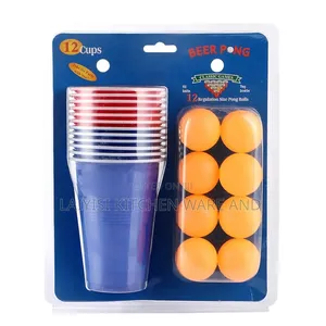 12 Table Tennis Ball Set With -Pong Cup for Party Games