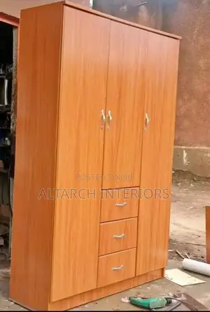 3 Door Wardrobe and Drawers in Color Brown