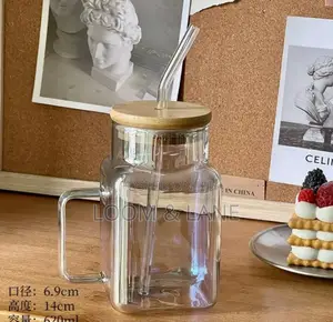 Glass Tumbler With Bamboo Lid and Straw