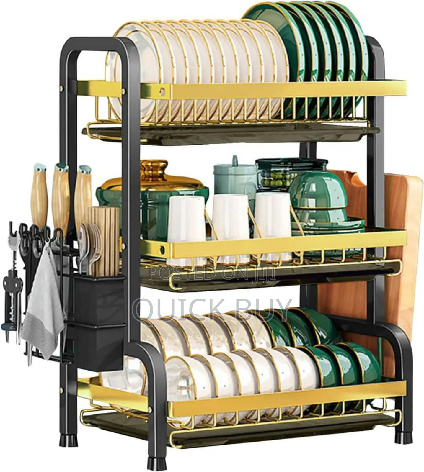 3-Tier Stainless Steel Dish Racks Drainer Utensil Holders