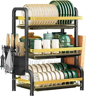 3-Tier Stainless Steel Dish Racks Drainer Utensil Holders