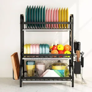 3-Tier Stainless Steel Dish Racks Drainer Utensil Holders