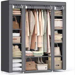 3 Folding Wardrobe, Fabric Closet With Jointed Metal Rods