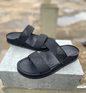 Original Black Prada Double Strap Leather Sandals