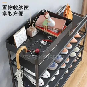 5layer 80cm Metallic Multifunction Shoe Storage Rack Black