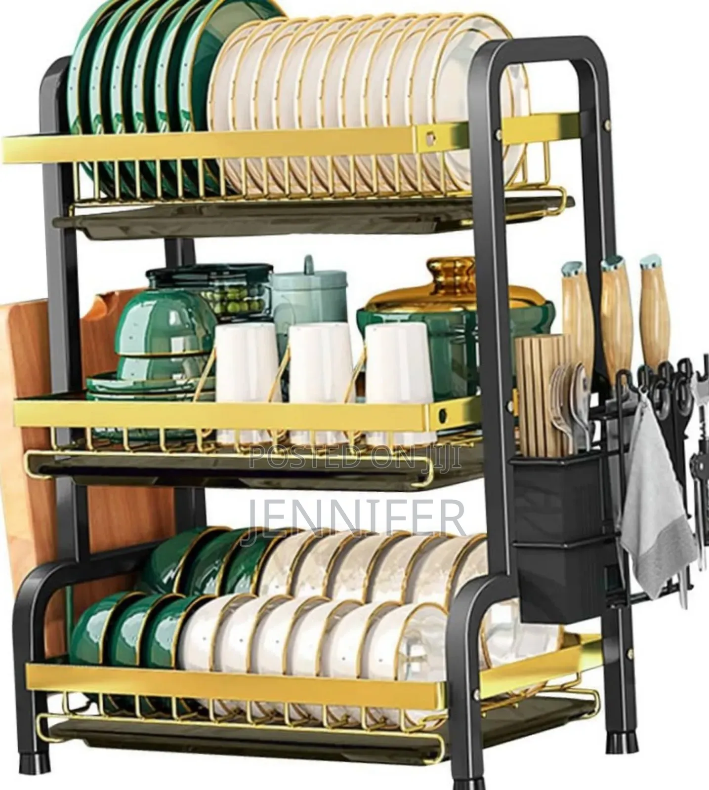3-Tier Stainless Steel Dish Racks Drainboard Utensil Holder