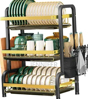 3-Tier Stainless Steel Dish Racks Drainboard Utensil Holder