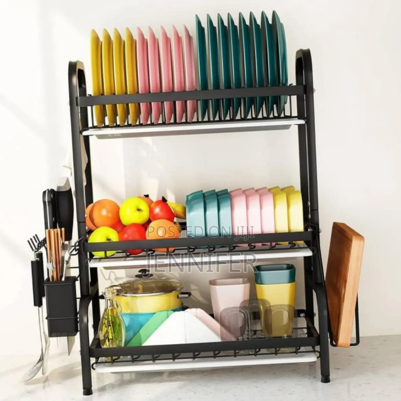 3-Tier Stainless Steel Dish Racks Drainboard Utensil Holder