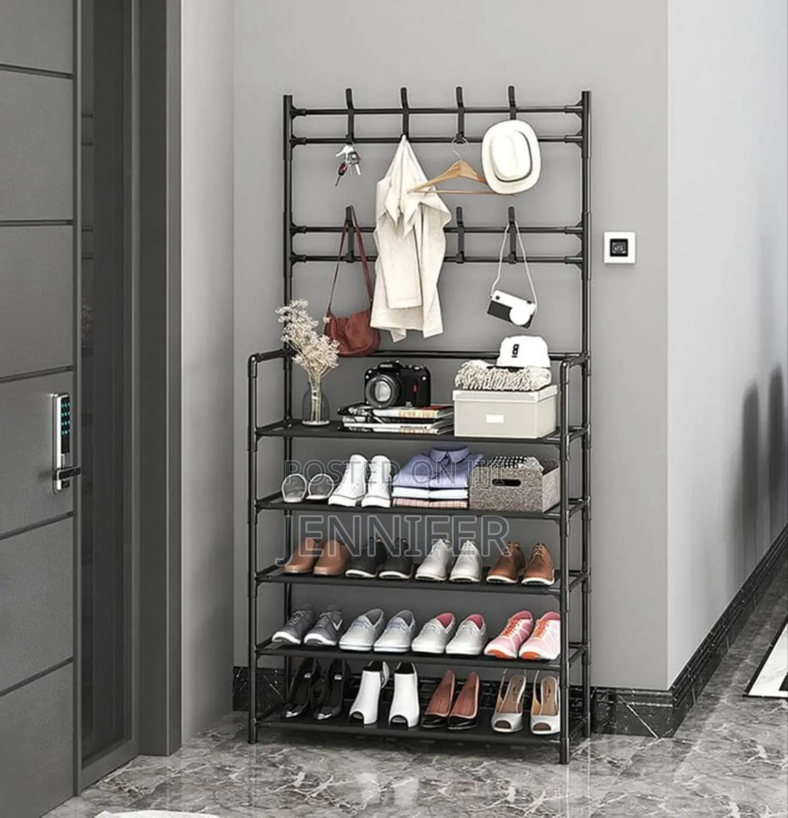 Black Shoe and Hat Rack - Hall Tree,Freestanding