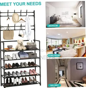 Black Shoe and Hat Rack - Hall Tree,Freestanding