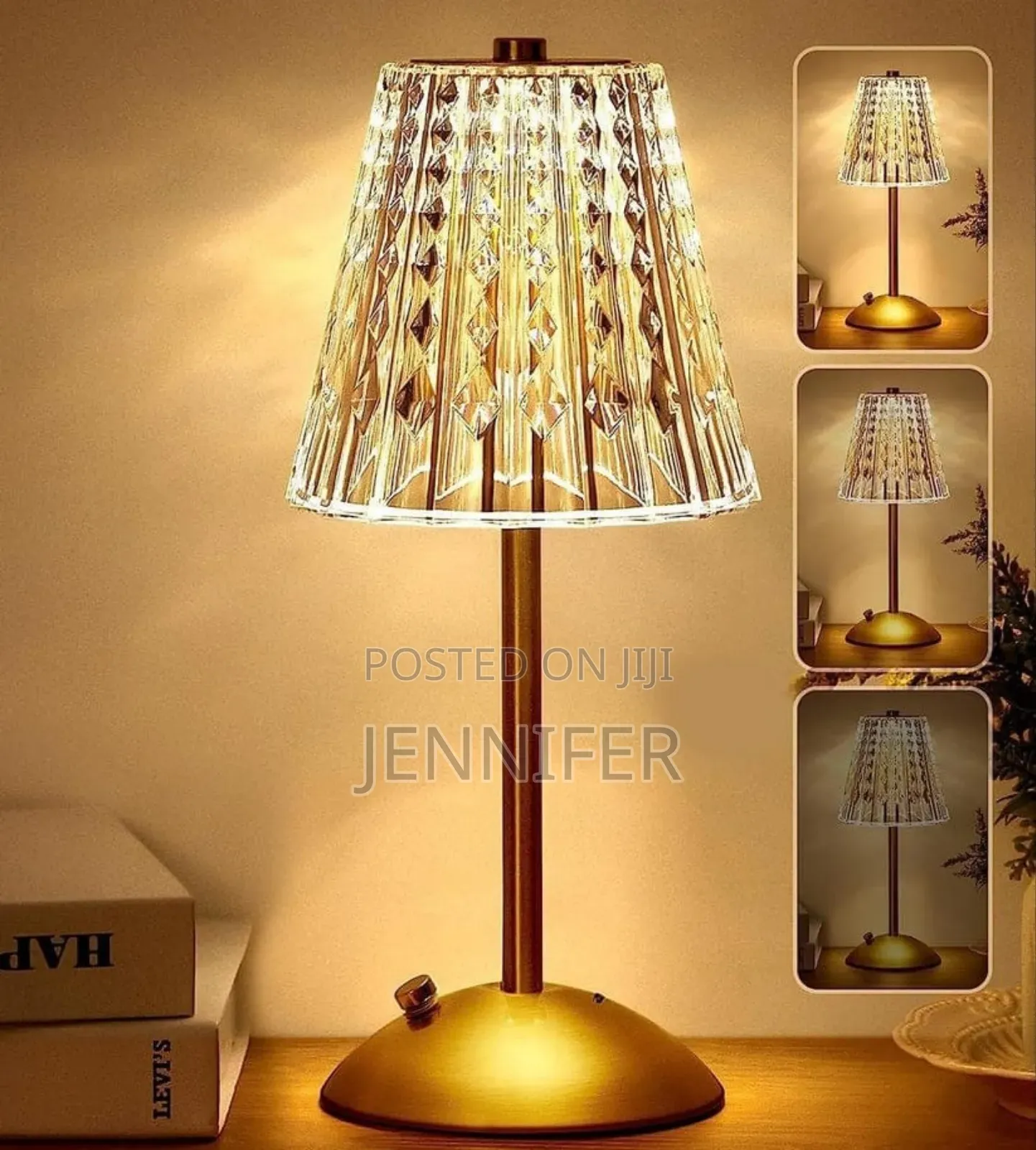 Crystal Table Lamp, Bedside Crystal With Touch Control