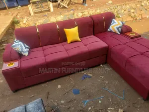 Well Designed L Sofa Available for Sale Maroon in Colour