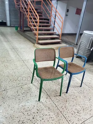 Green and Blue Stackable Plastic Chairs