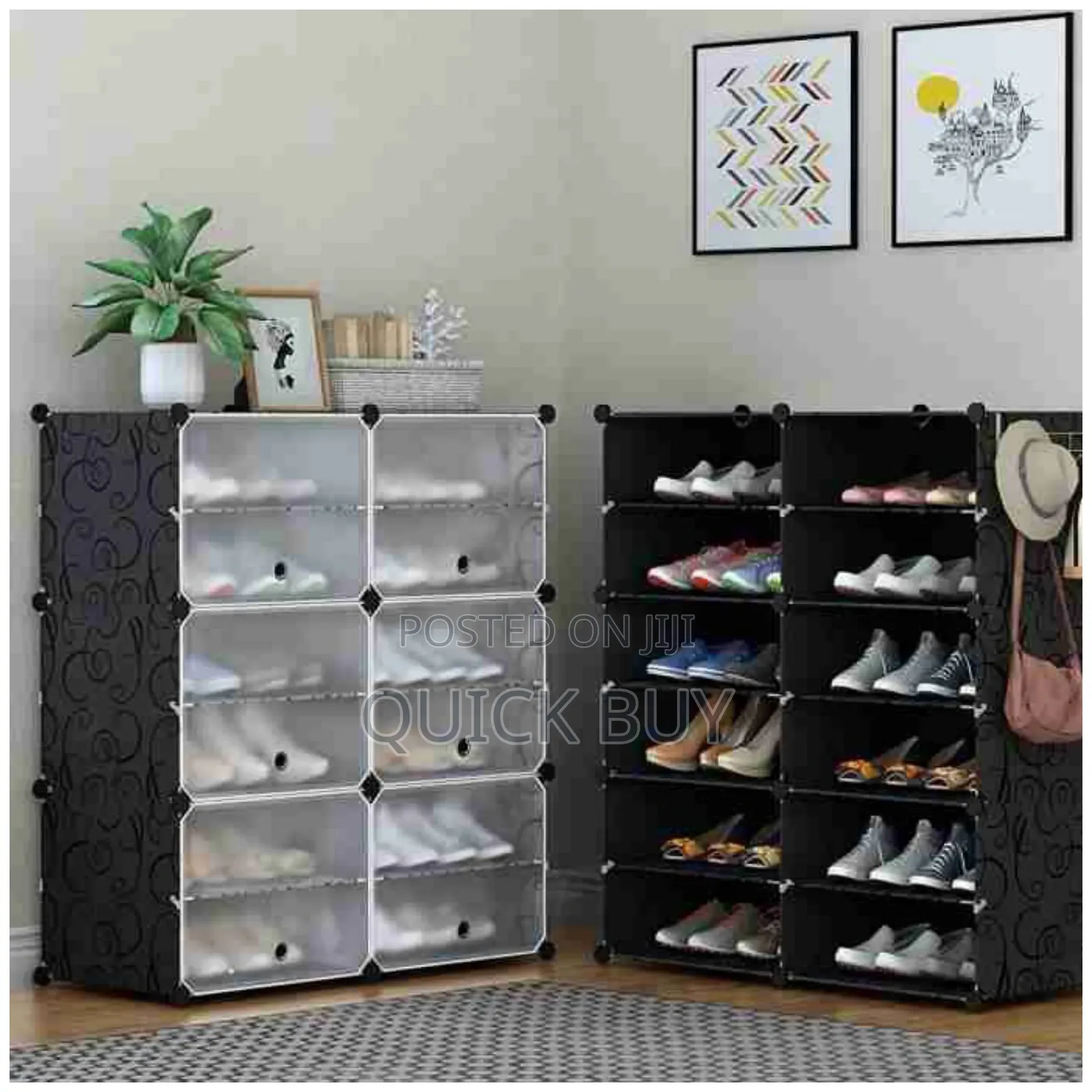 2 Column Shoe Rack Plastic Organizer for Home / Office