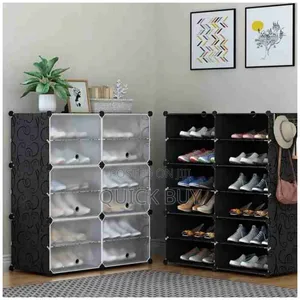 2 Column Shoe Rack Plastic Organizer for Home / Office