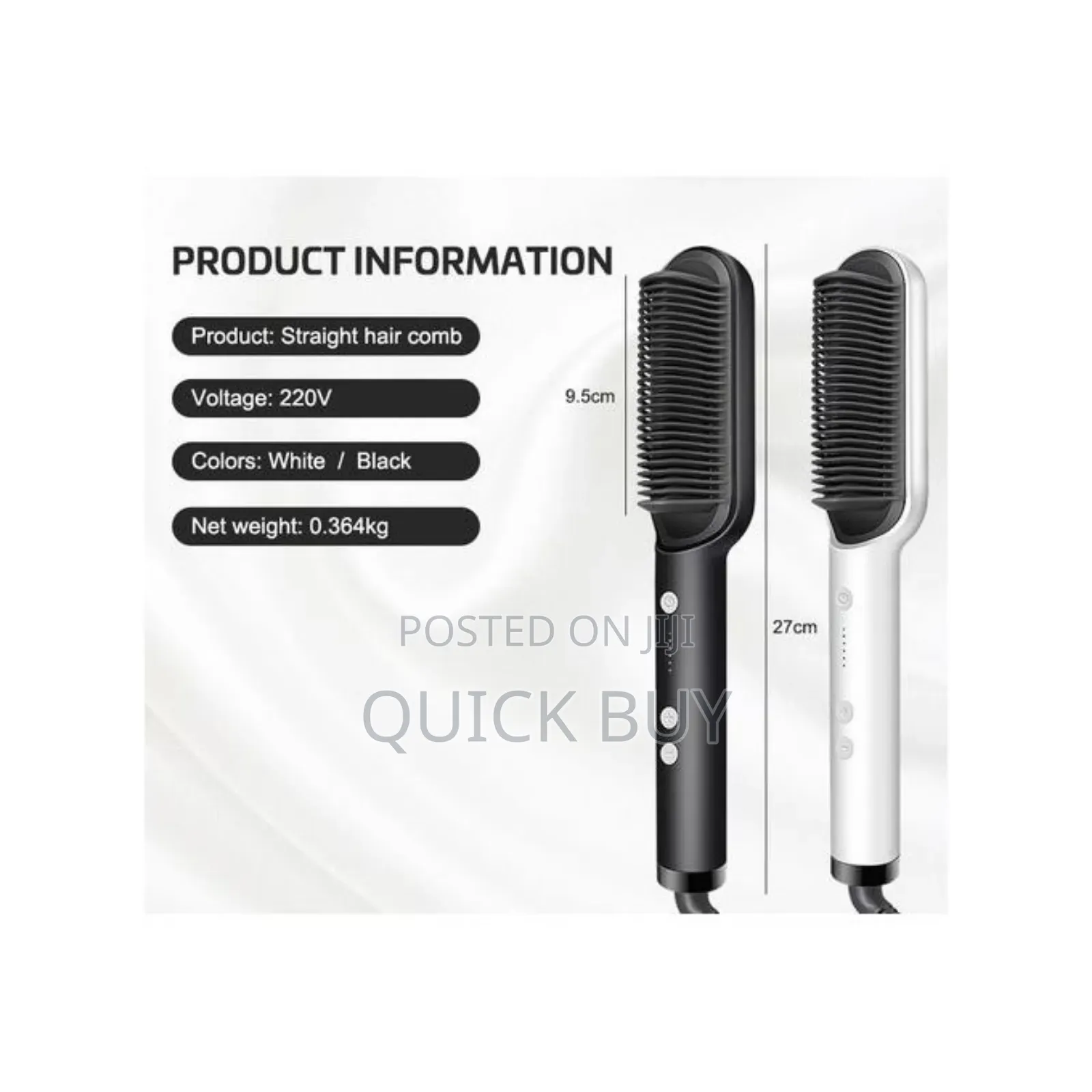 2-in-1 Electric Hair Straightener, Cutler PTC Heating Brush