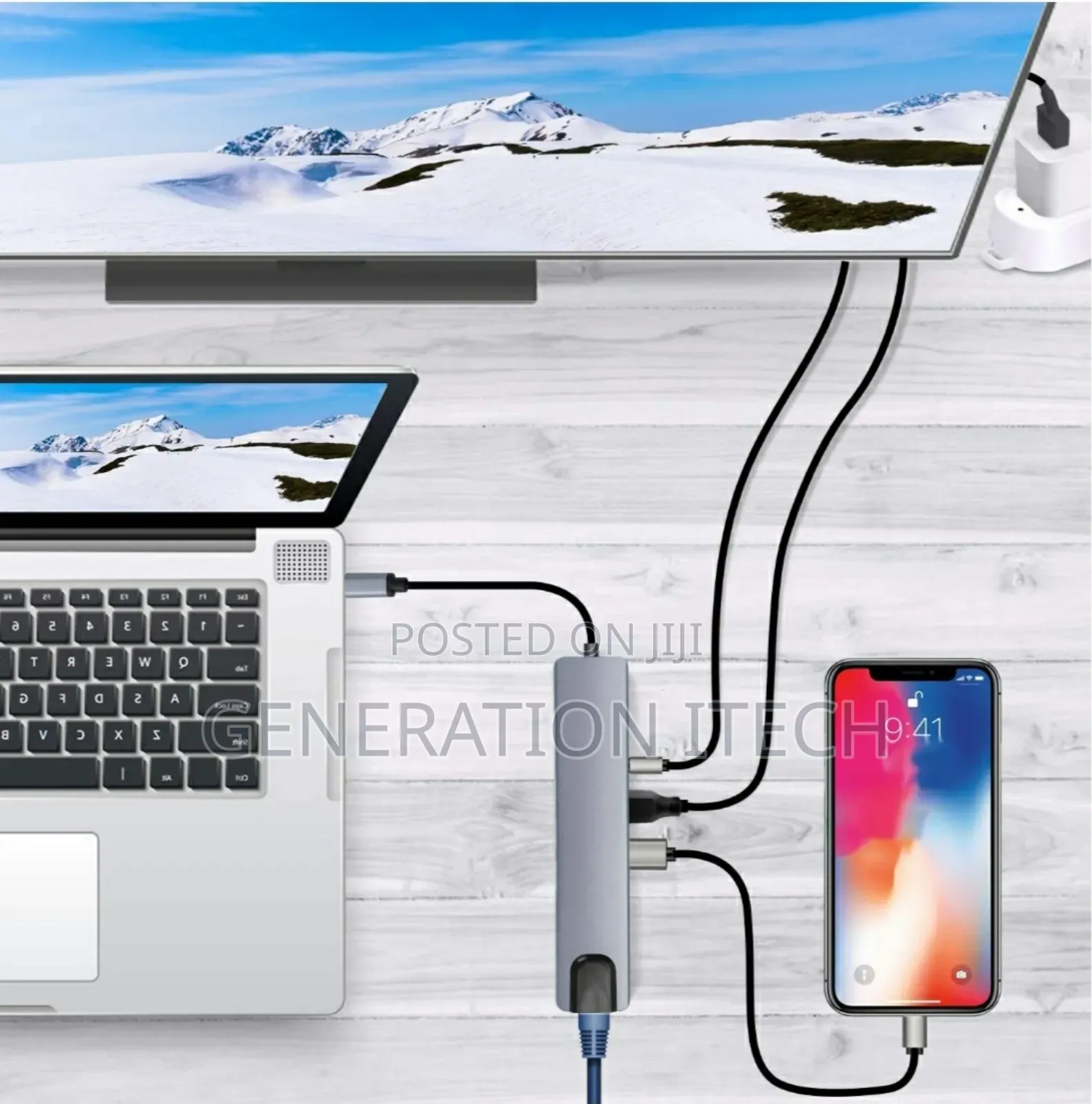 8 in 1 Usb C Hub- Multifunctional Adaptor , Hdmi, Usb, Rj45
