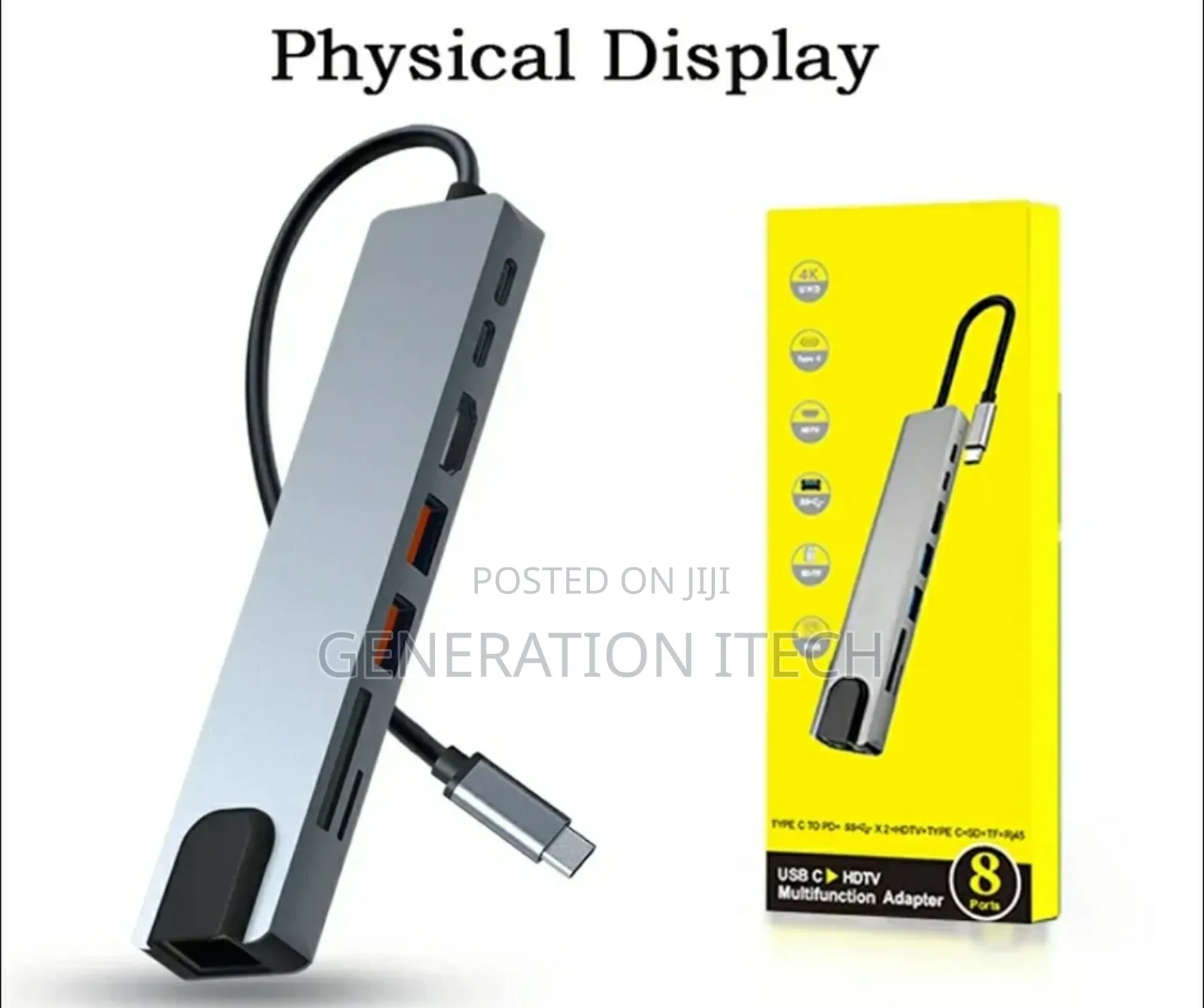 8 in 1 Usb C Hub- Multifunctional Adaptor , Hdmi, Usb, Rj45