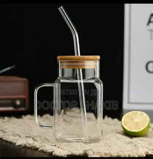 Unique Glass Tumbler With Bamboo Lid and Straw