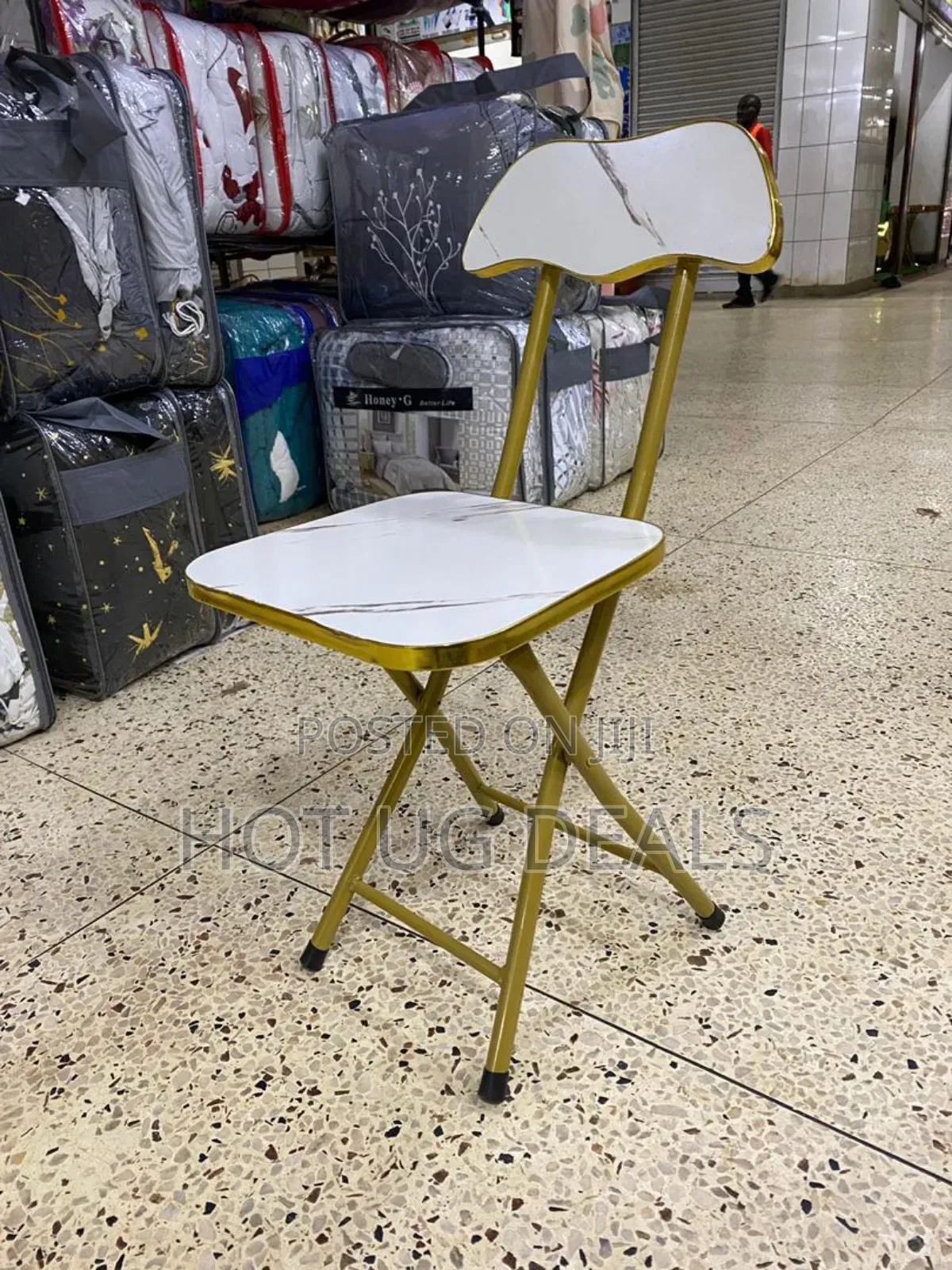 Portable Foldable Marble Wooden Square Chair