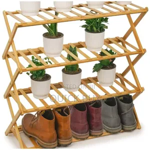 Foldable Bamboo Stackable Shoe Rack 4layer Tier