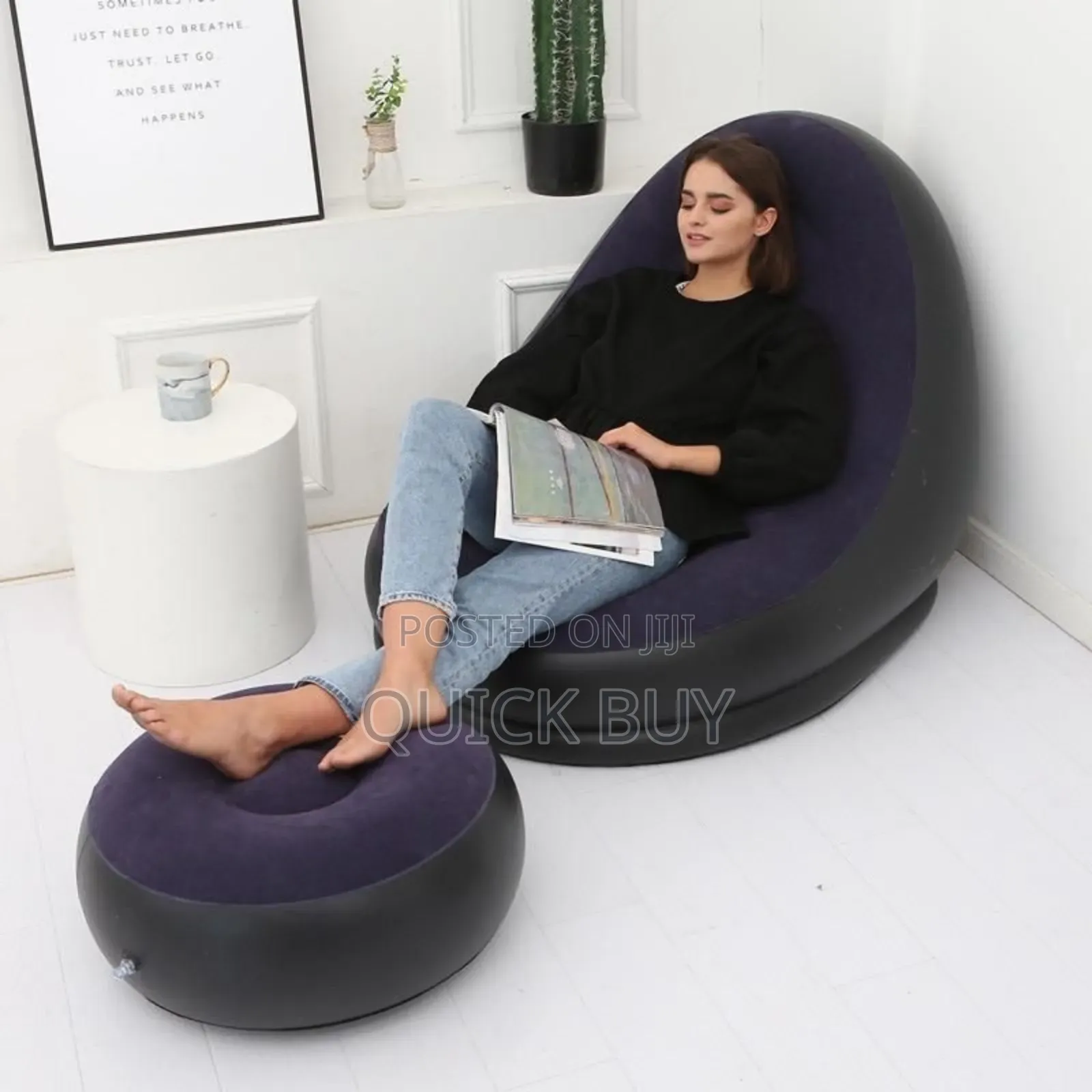 Portable Air Pumped Sofa With Foot Rest and Manual Pump